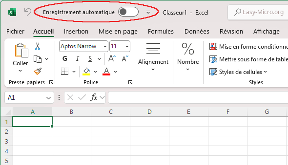 Commande Excel enregistrement automatique - Autosave