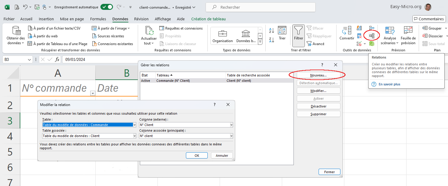 Gérer les relations entre tableaux de données Excel