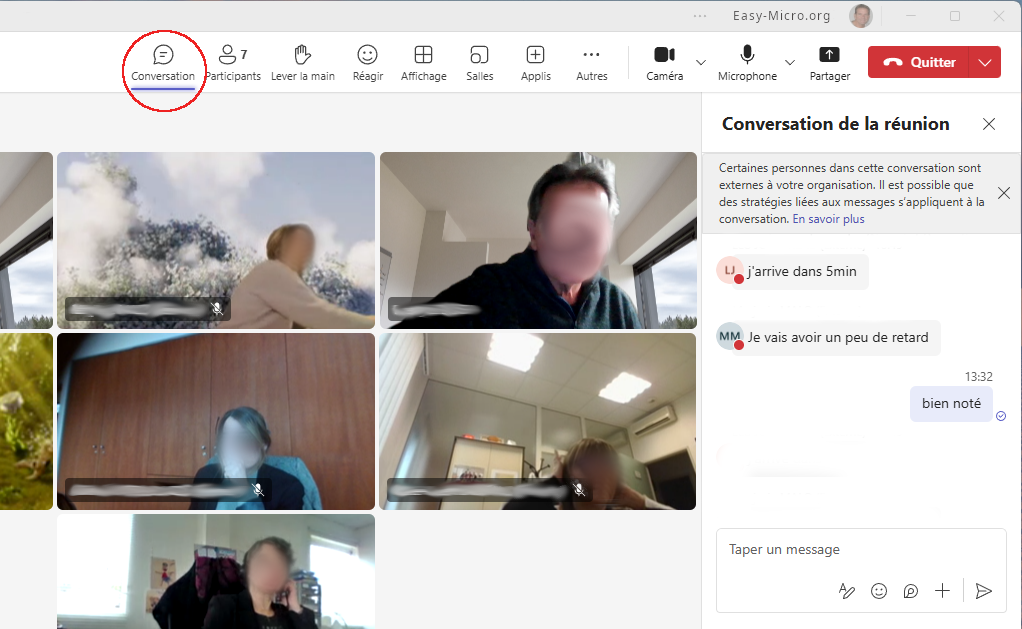 Conversation de réunion Teams