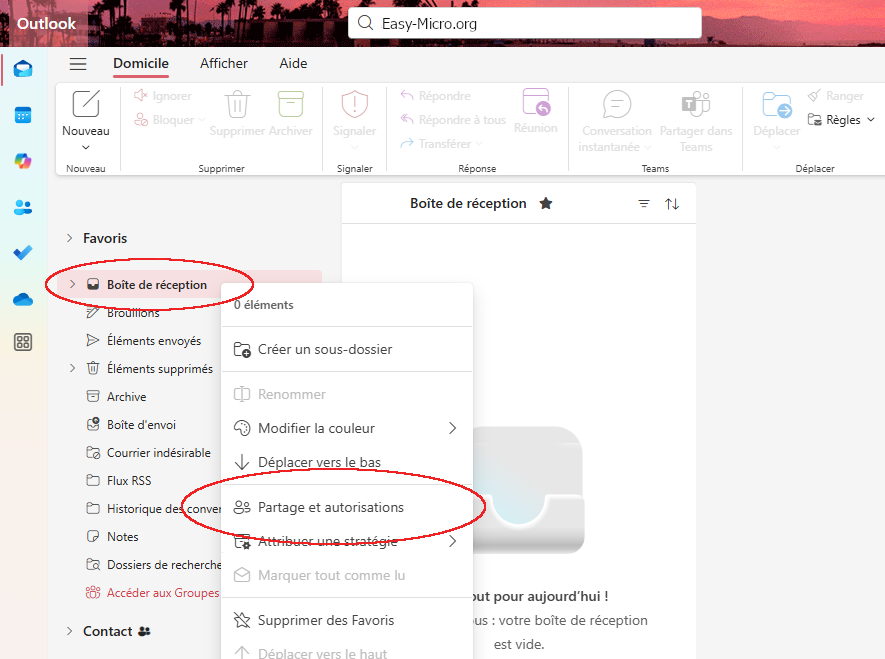 Accès délégué Outlook