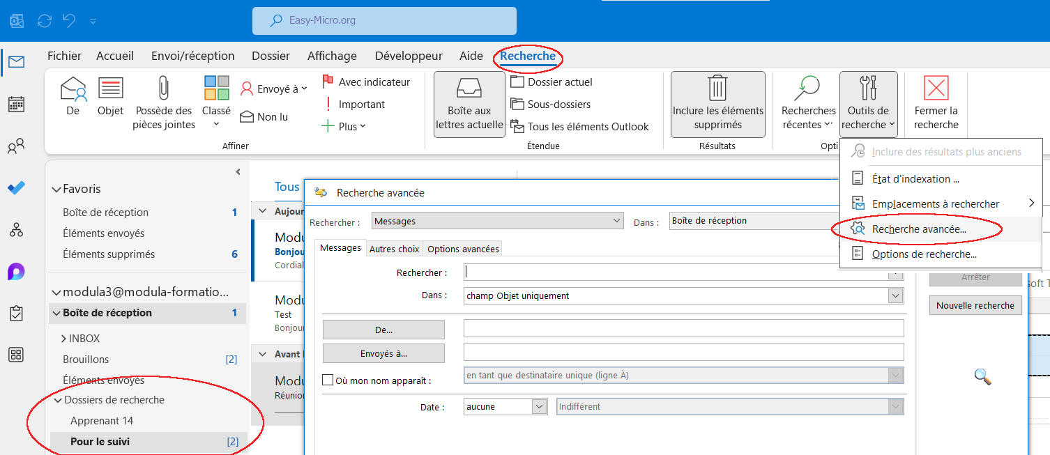 Recherche Outlook