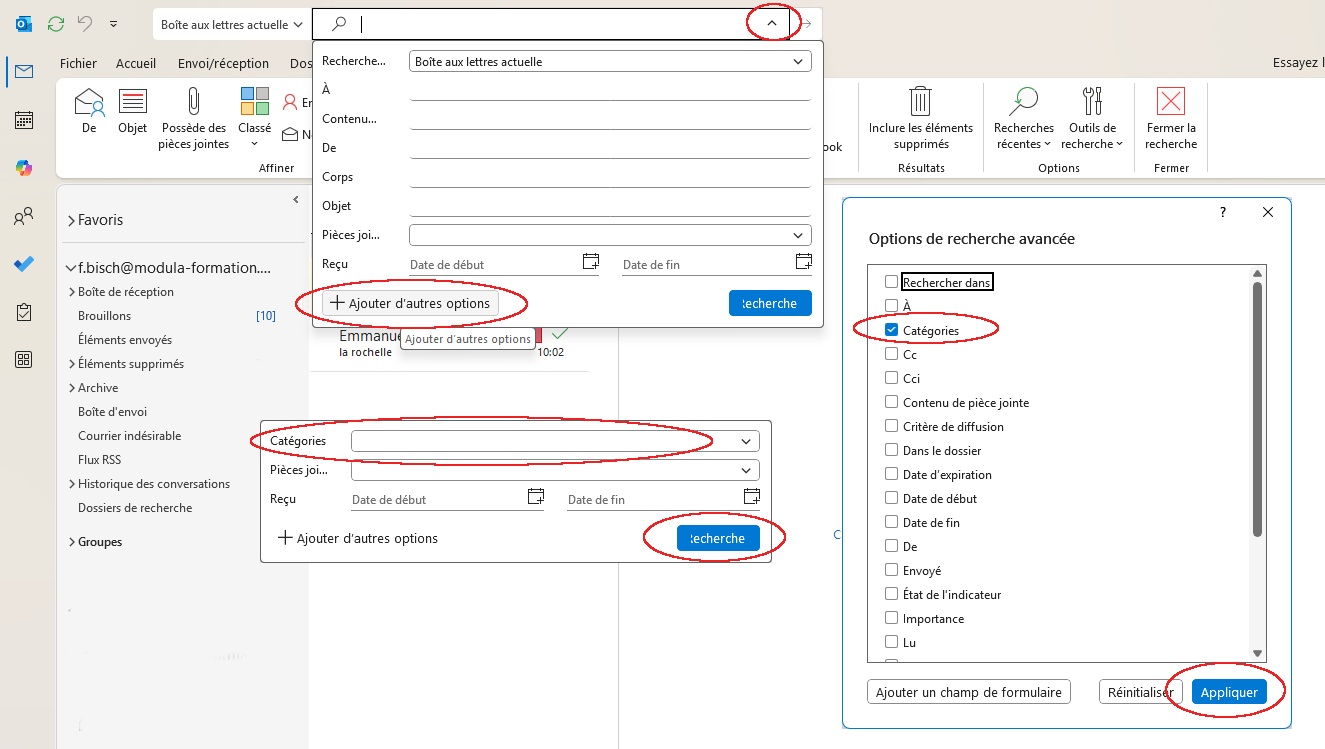 Recherche Outlook