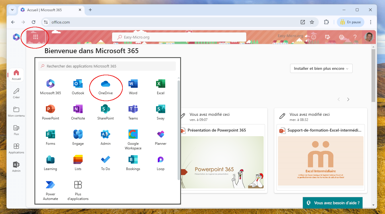 OneDrive sur la plateforme Microsoft 365