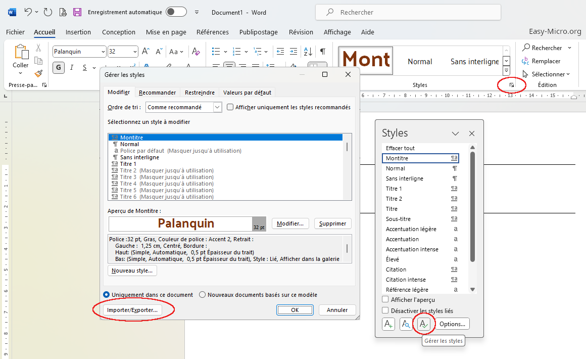 Supprimer un style Word