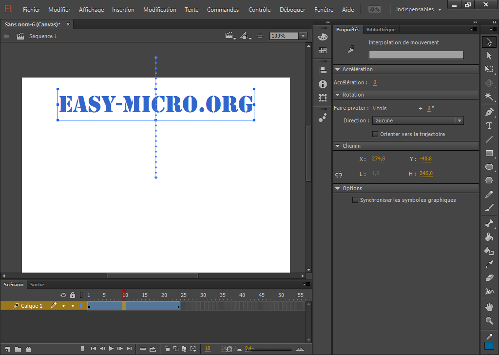 Interface d'Adobe Flash CC 2015