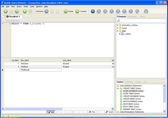 MySQL Query browser