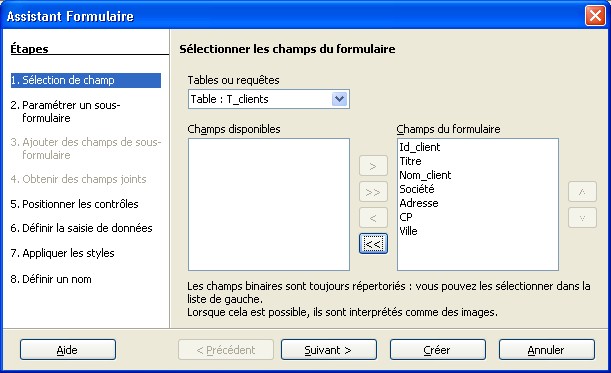 Assistant Formulaire sous LibreOffice Base 3.1