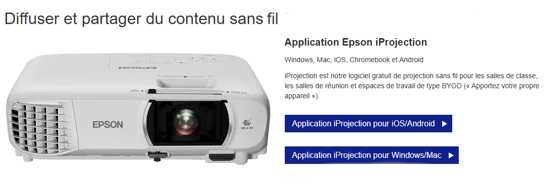 EPSON iProjection - Diffuser du contenu sans fil