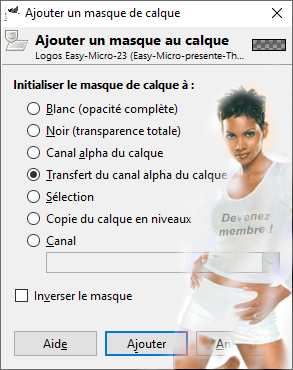 Fenêtre GIMP : Ajouter un masque de calque