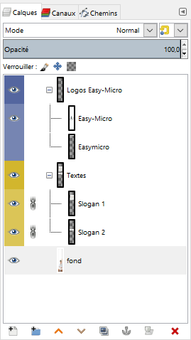 La fenêtre des calques de GIMP